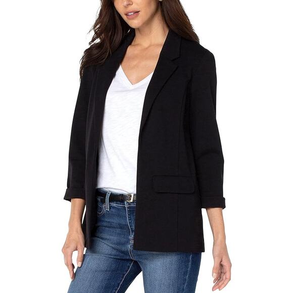 Liverpool Women's Medium Black Boyfriend Blazer Light Weight Ponte Knit J7-37 - Picture 1 of 9